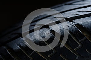 Abstract macro photography, close up old tire texture pattern