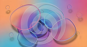 Abstract macro view of iridescent bubbles with translucent surfaces and gradient background