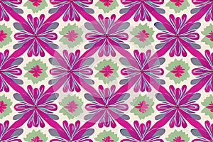 Abstract magenta or purple natural flower, floral, and leaves seamless pattern background. Flower and leaf clip illustration