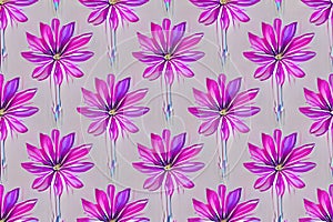 Abstract magenta or purple natural flower, floral, and leaves seamless pattern background. Flower and leaf clip illustration