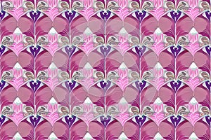 Abstract magenta or purple natural flower, floral, and leaves seamless pattern background. Flower and leaf clip illustration