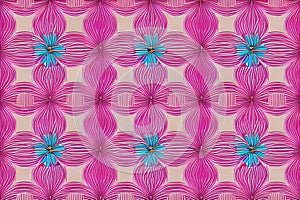 Abstract magenta or purple natural flower, floral, and leaves seamless pattern background. Flower and leaf clip illustration