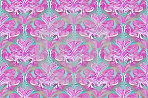 Abstract magenta or purple natural flower, floral, and leaves seamless pattern background. Flower and leaf clip illustration