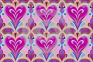 Abstract magenta or purple natural flower, floral, and leaves seamless pattern background. Flower and leaf clip illustration