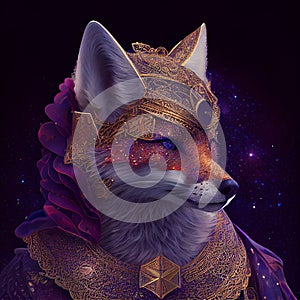 Abstract Magic Fox Face Portrait AI Generated Artwork.