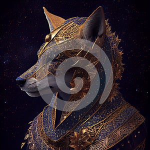 Abstract Magic Fox Face Portrait AI Generated Artwork.