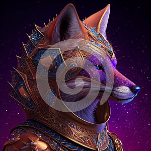 Abstract Magic Fox Face Portrait AI Generated Artwork.