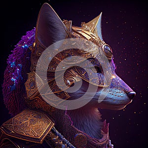 Abstract Magic Fox Face Portrait AI Generated Artwork.