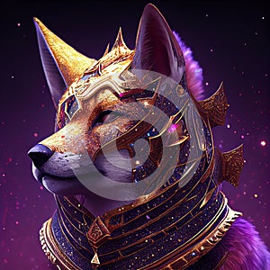 Abstract Magic Fox Face Portrait AI Generated Artwork.