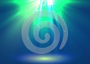 Abstract magic light background. Blue holiday burst.