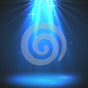 Abstract magic light background. Blue holiday burst.