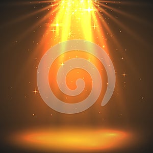 Abstract magic light background. Golden holiday burst.