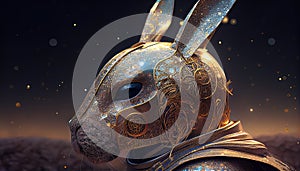 Abstract Magic Rabbit Face Portrait AI Generated Artwork.