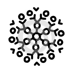 Abstract mandala ornament. Snowflake pattern. Black and white authentic background. Vector illustration.
