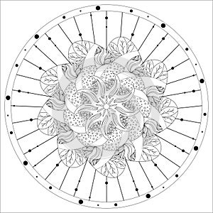 Abstract mandala outline in vector. For colorbook antistress