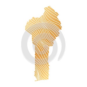 abstract map of Benin - vector illustration of striped gold colored map