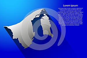 Abstract map of Brunei Darussalam with long shadow on blue background vector illustration