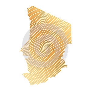 abstract map of Chad - vector illustration of striped gold colored map