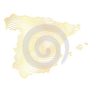 abstract map of Spain - vector illustration of striped gold colored map