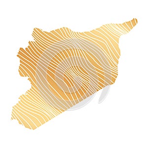 abstract map of Syria - vector illustration of striped gold colored map
