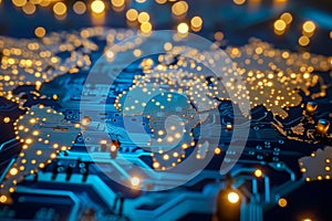 Abstract map of the world, conceptual image for global network, trading, connectivity and data transfer - AI Generated