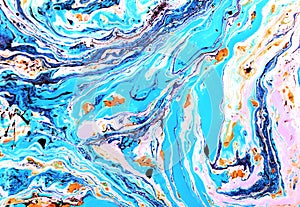 Abstract marble hand painted background in modern art style with fluid free-flowing ink and acrylic painting technique. Artistic,