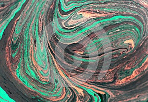 Abstract marble hand painted background in modern art style with fluid free-flowing ink and acrylic painting technique. Colorful,