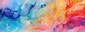 Abstract marble marbled ink painted painting texture colorful background banner - Bold colors, rainbow color Generative Ai