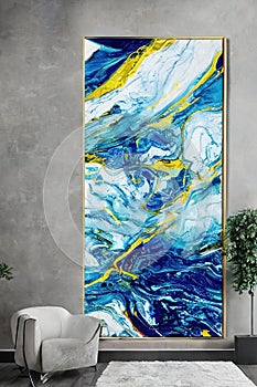 Abstract marble modern painting tableau, watercolor style, Ai-generated