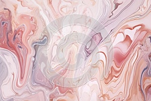 Abstract marble pattern in light pink and purple colors. Fluid art, liquid acrylic painting. Marble stone wall design in