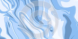 Abstract marble pattern, liquid watercolor on paper. Blue pastel colors. Hand drawn vector background. Fluid ink