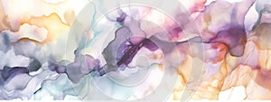 Abstract marble pattern in purple and pink colors. Fluid art, liquid acrylic painting. Banner. Generated AI