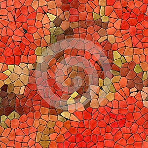 Abstract marble plastic stony mosaic tiles texture background with black grout - red orange green khaki brown colors