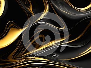 Abstract marble texture wall surface black gold ink pattern