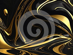 Abstract marble texture wall surface black gold ink pattern