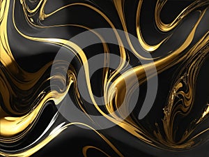 Abstract marble texture wall surface black gold ink pattern