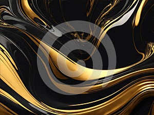 Abstract marble texture wall surface black gold ink pattern