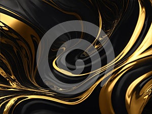 Abstract marble texture wall surface black gold ink pattern