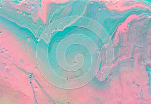 Abstract marbleized effect background. mint and pink creative colors. Beautiful paint