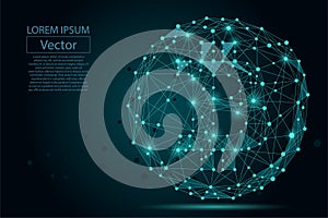 Abstract mash line and point Bitcoin. Vector business illustration.