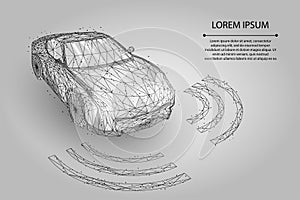 Abstract mash line and point high speed motion car. autopilot driver automation concept