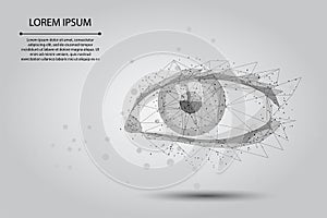 Abstract mash line and point laser vision correction. Low poly human iris modern operation surgery technology