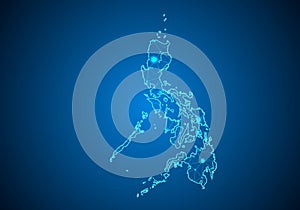 Abstract mash line and point scales on dark background with Map of philippines.