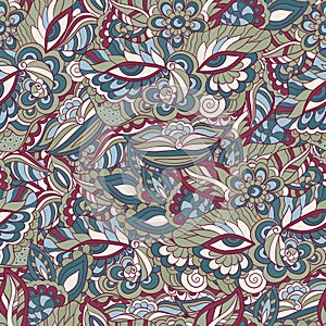 Abstract mask doodle pattern cold colors