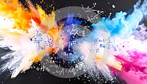 Abstract Mathematical Formula on Chalkboard. Science concept. Generated Image