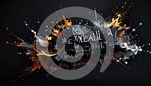 Abstract Mathematical Formula on Chalkboard. Science concept. Generated Image