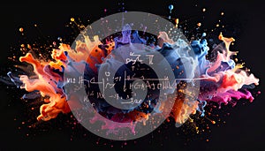 Abstract Mathematical Formula on Chalkboard. Science concept. Generated Image