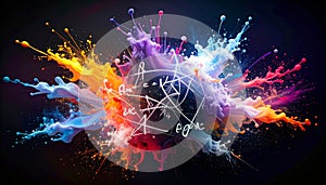 Abstract Mathematical Formula on Chalkboard. Science concept. Generated Image