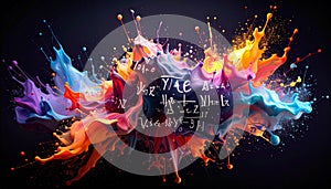 Abstract Mathematical Formula on Chalkboard. Science concept. Generated Image