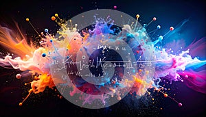 Abstract Mathematical Formula on Chalkboard. Science concept. Generated Image